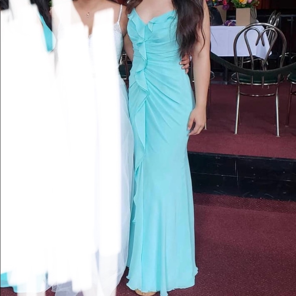 Long Ruched Bridesmaid Dress Ruffles Vera Wang